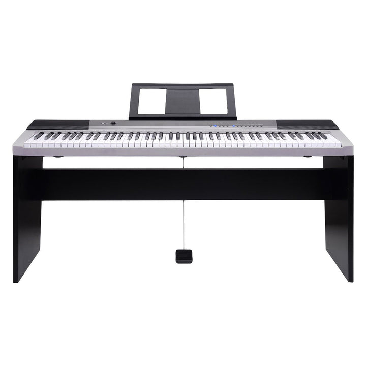 88 Keys Electronic Keyboard Piano with Stand Silver