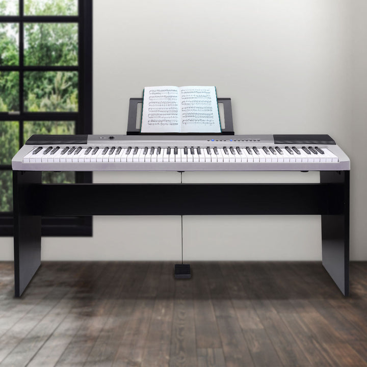 88 Keys Electronic Keyboard Piano with Stand Silver