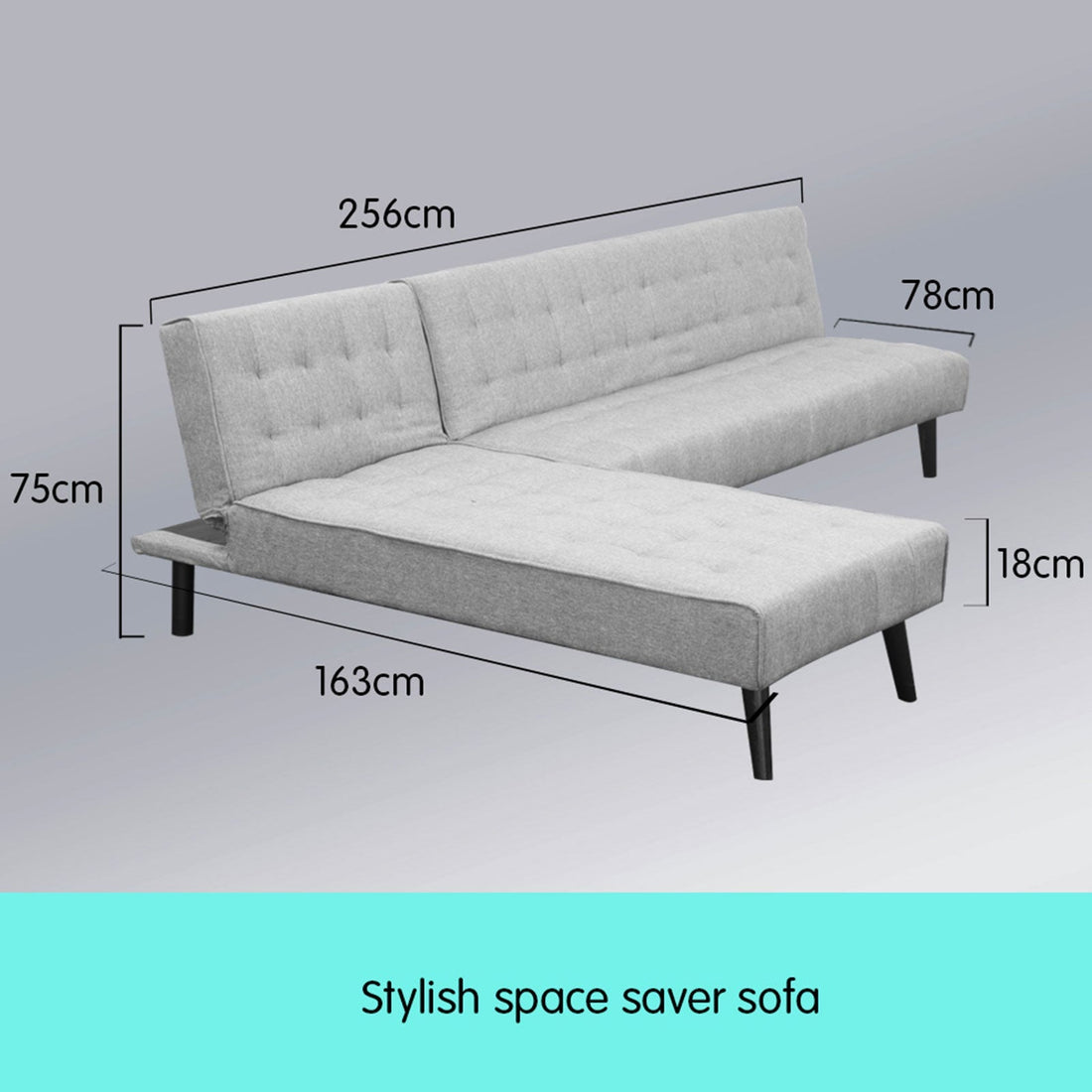 3-seater Corner Sofa Bed With Lounge Chaise Couch Furniture Light Grey