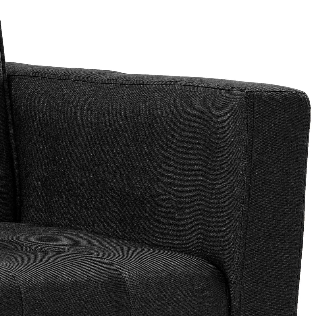 3-Seater Corner Wooden Sofa Bed Lounge Chaise Sofa Black