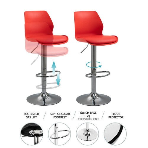 Bar Stools Kitchen Bar Stool Leather Barstools Swivel Gas Lift Counter Chairs x2