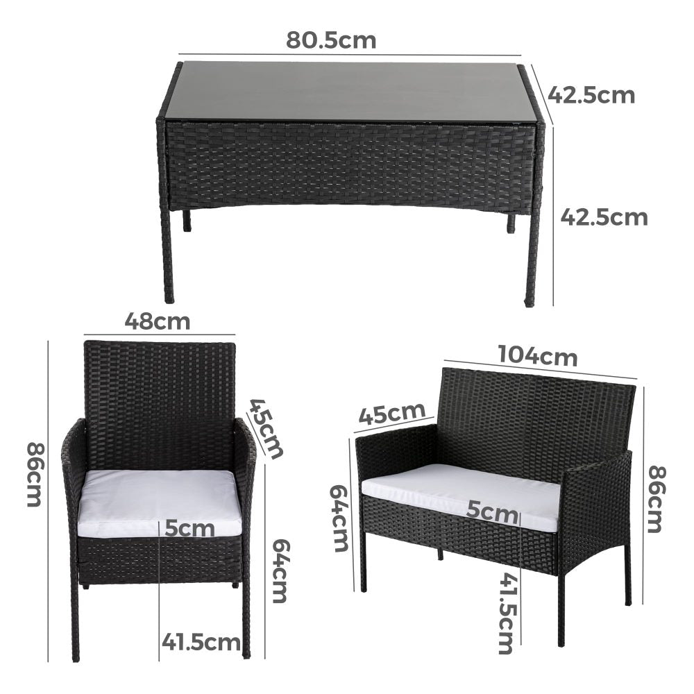 4-Seater Ville PE Wicker Outdoor Lounge Sofa Set