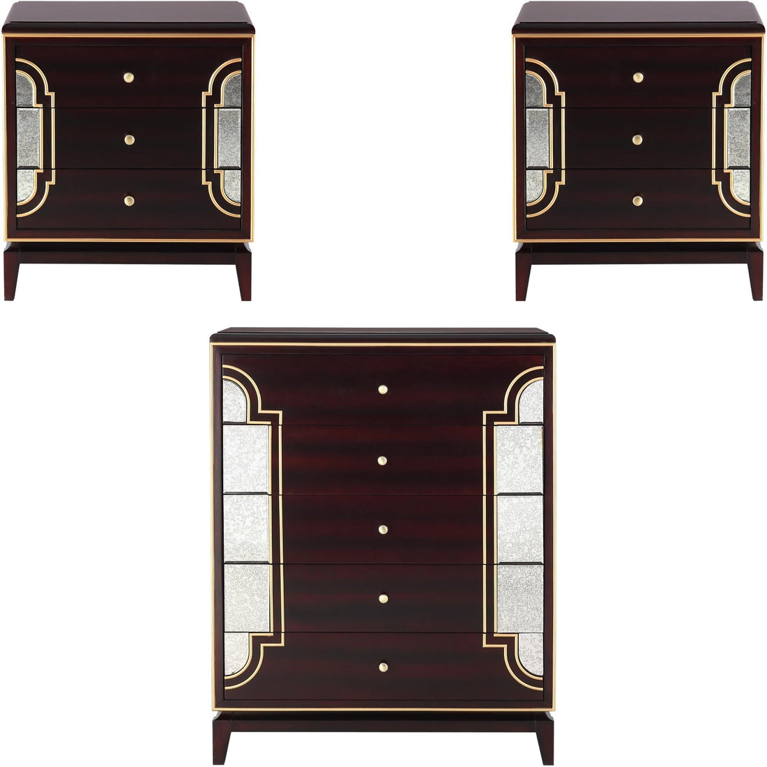 2pc Bedside Table Tallboy Solid Wood Chest of Drawers Nightstand