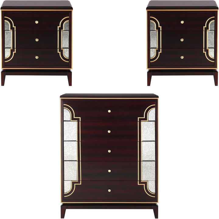 2pc Bedside Table Tallboy Solid Wood Chest of Drawers Nightstand