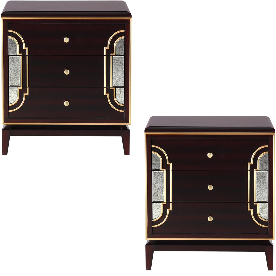 2pc Bedside Table Solid Birch Wood 3 Drawers Cabinet Nightstand