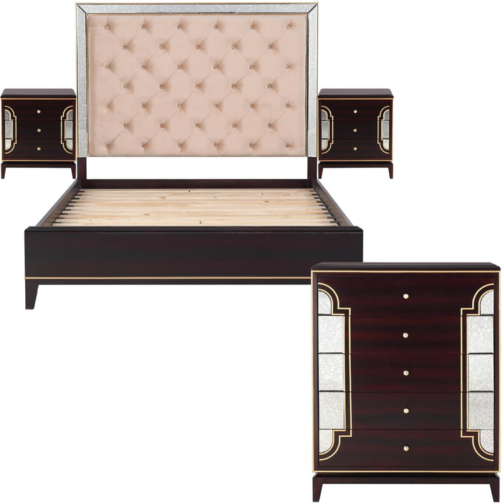4pc King Bed Frame Bedroom Suite Timber Bedside Tallboy Package Set