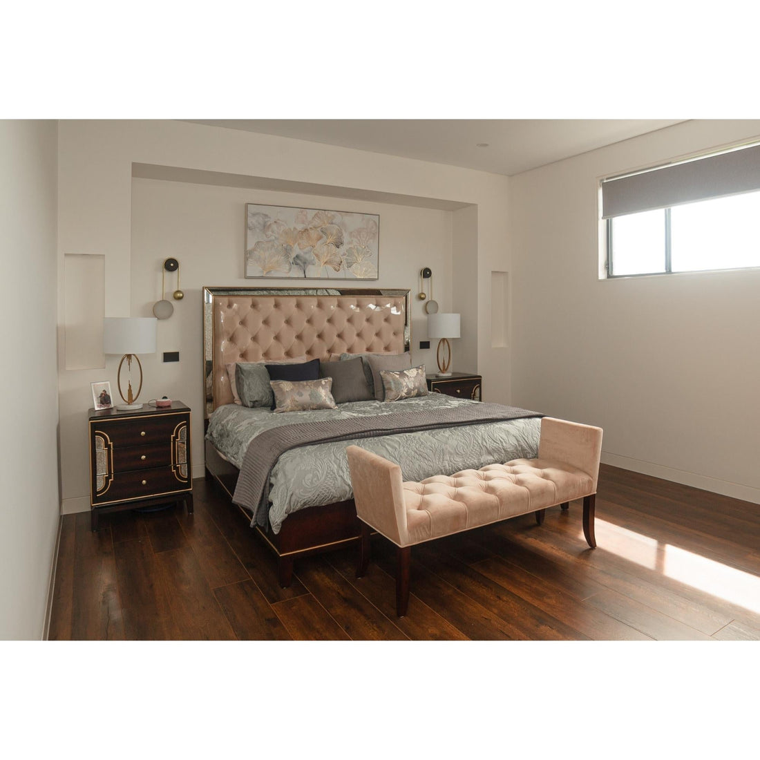 4pc King Bed Frame Bedroom Suite Timber Bedside Tallboy Package Set