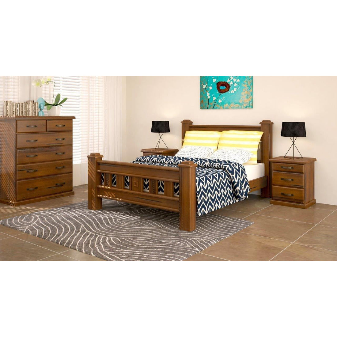 6 Chest of Drawers Solid Pine Wood Storage Cabinet - Dark Brown