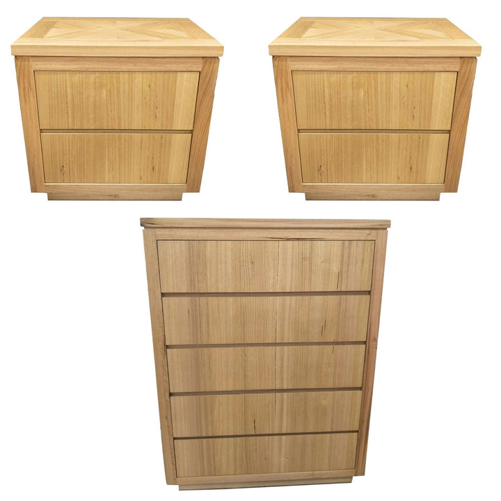 2pc Bedside 1 Tallboy Bedroom Package Chest of Drawers Set Cabinet