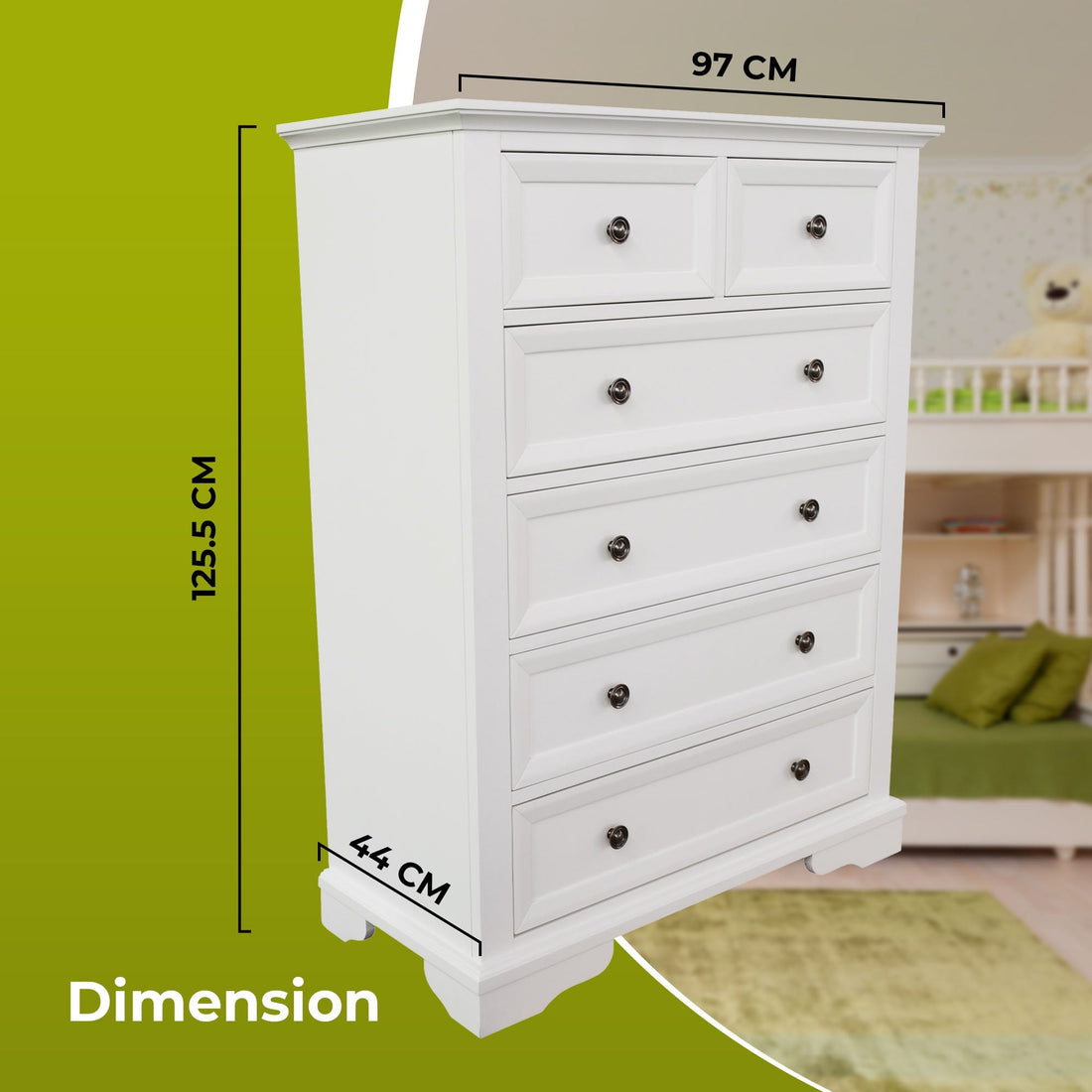 2pc Bedside Tallboy 3pc Bedroom Set Nightstand Storage Cabinet - White