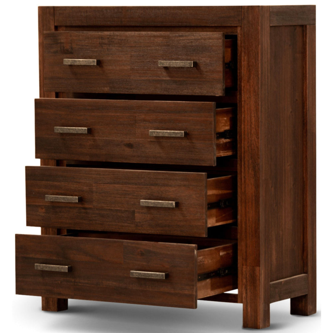 4pc Queen Bed Frame Suite Bedside Tallboy Furniture Package - Walnut