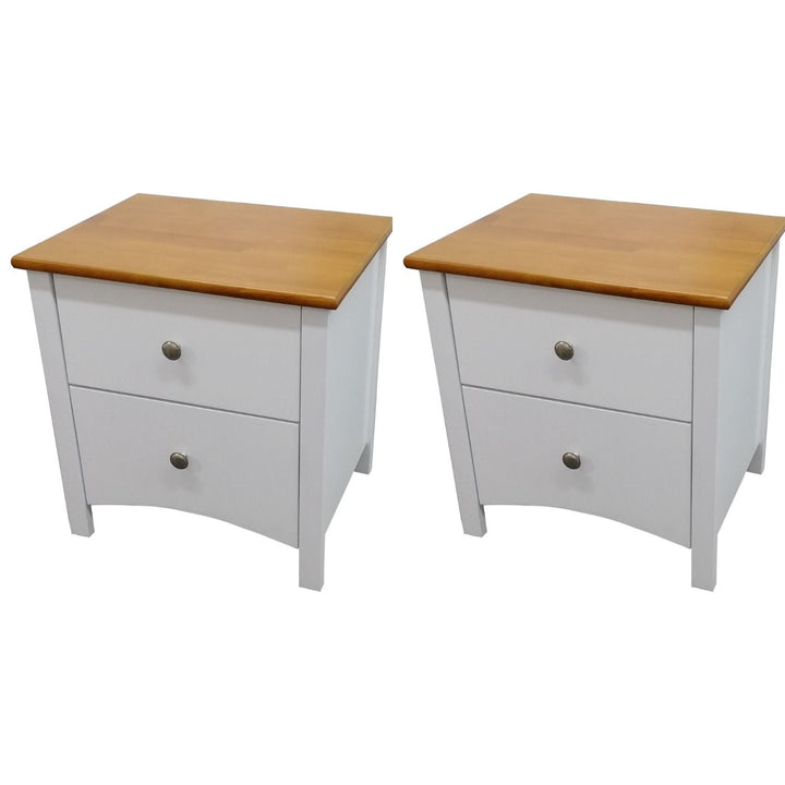 2pc Bedroom Set Drawers Nightstand  Storage Cabinet - White