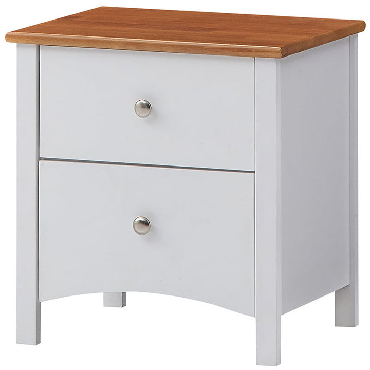 2 Drawer Bedside Nightstand Storage Cabinet Shelf Side End Table -White