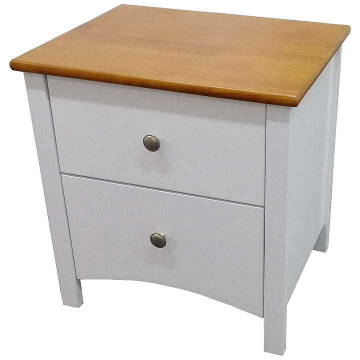 2 Drawer Bedside Nightstand Storage Cabinet Shelf Side End Table -White