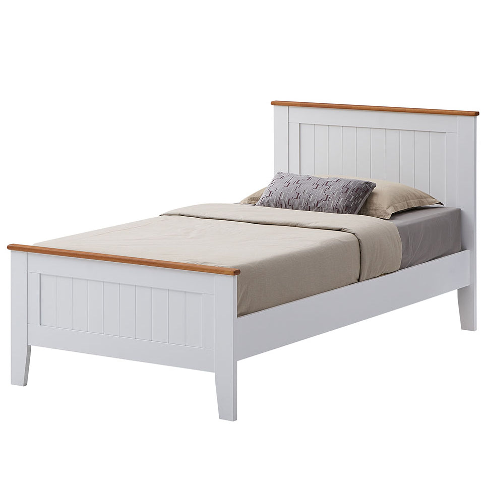 4pc King Single Bed Suite Bedside Tallboy Bedroom Furniture Package -Wht