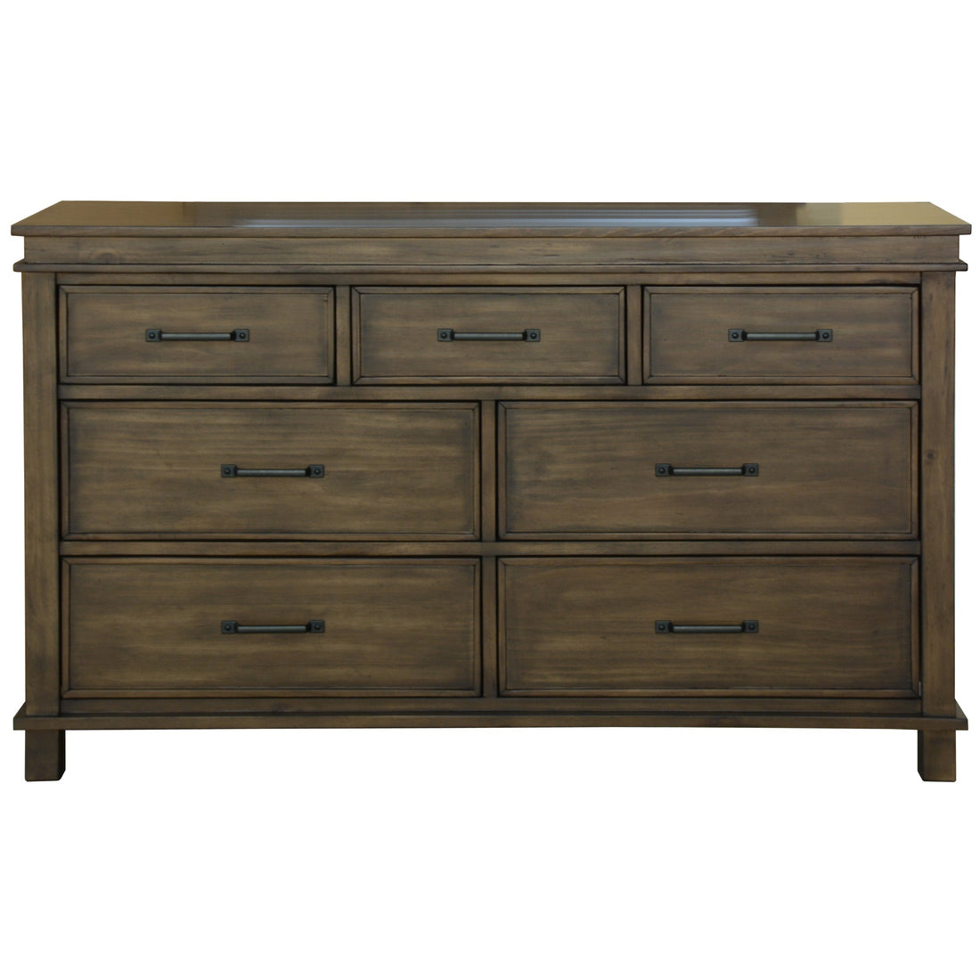 7 Chest of Drawers Solid Wood Tallboy Storage Cabinet - Rustic Grey