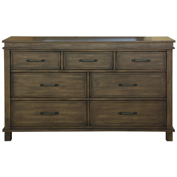 7 Chest of Drawers Solid Wood Tallboy Storage Cabinet - Rustic Grey