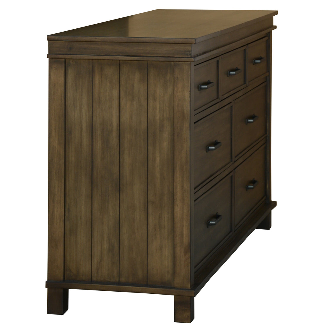 7 Chest of Drawers Solid Wood Tallboy Storage Cabinet - Rustic Grey
