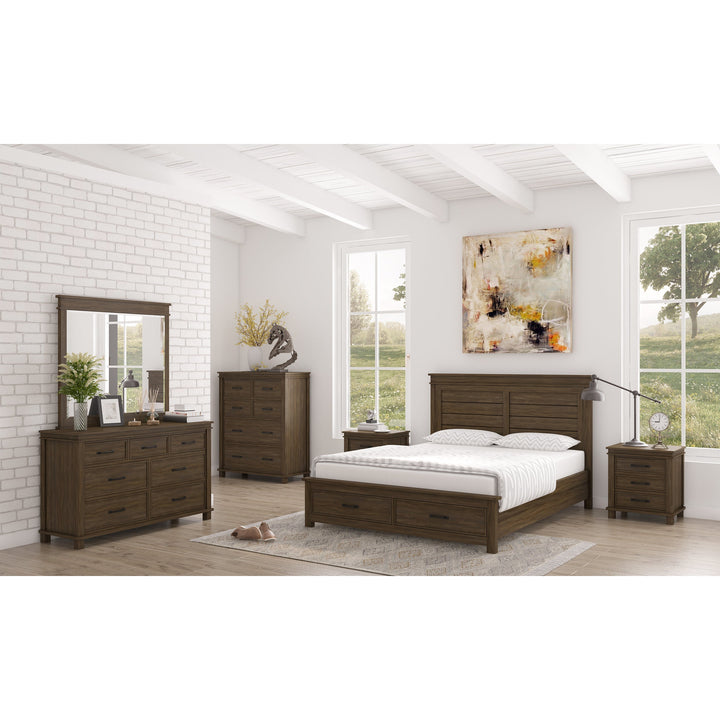 5pc King Bed Suite Bedside Dresser Bedroom Furniture Package - Rustic Grey