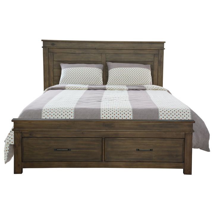 5pc King Bed Suite Bedside Dresser Bedroom Furniture Package - Rustic Grey