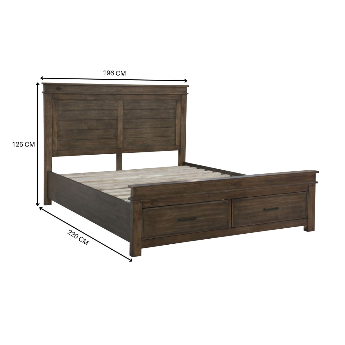 5pc King Bed Suite Bedside Dresser Bedroom Furniture Package - Rustic Grey