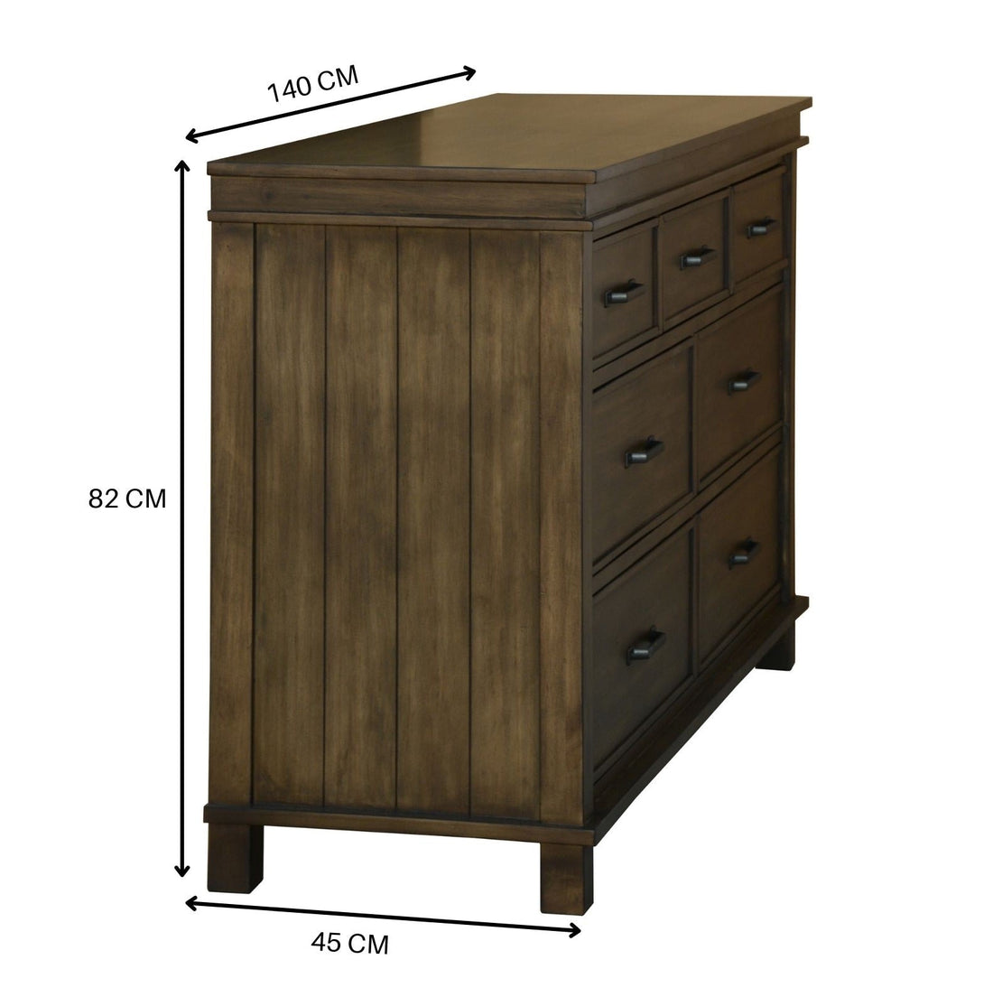 5pc King Bed Suite Bedside Dresser Bedroom Furniture Package - Rustic Grey