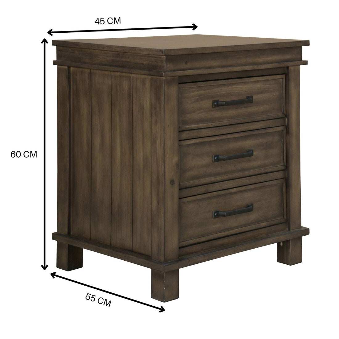 5pc King Bed Suite Bedside Dresser Bedroom Furniture Package - Rustic Grey
