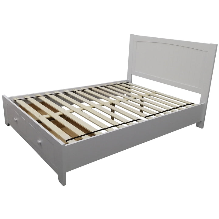 4pc Double Bed Suite Bedside Tallboy Bedroom Set Furniture Package -WHT