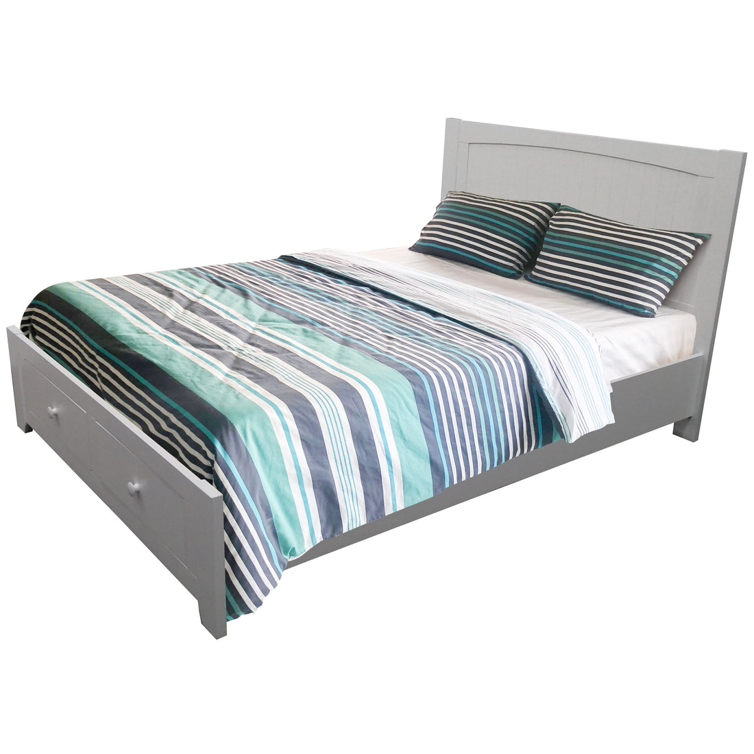 4pc Double Bed Suite Bedside Tallboy Bedroom Set Furniture Package -WHT