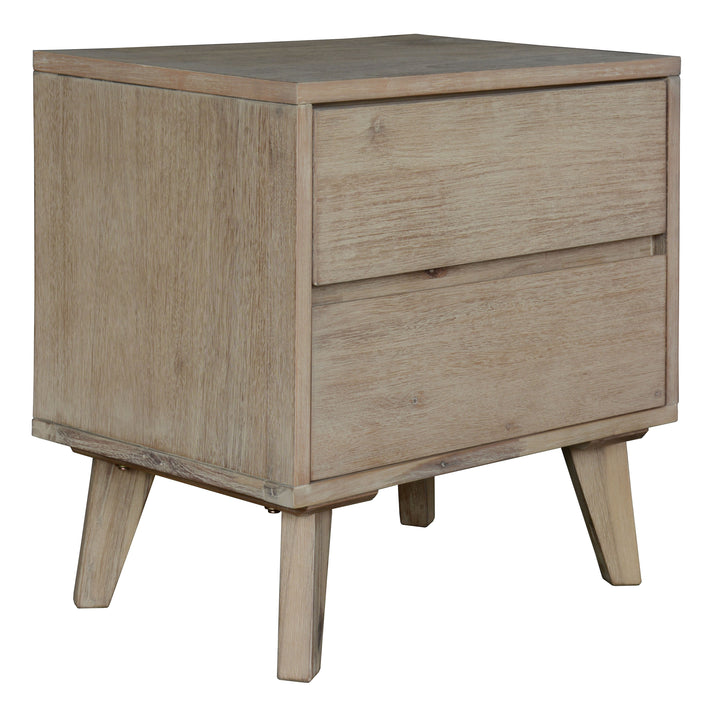 2 Drawer Bedside Nightstand Storage Cabinet Shelf Side End Table - Brushed Smoke