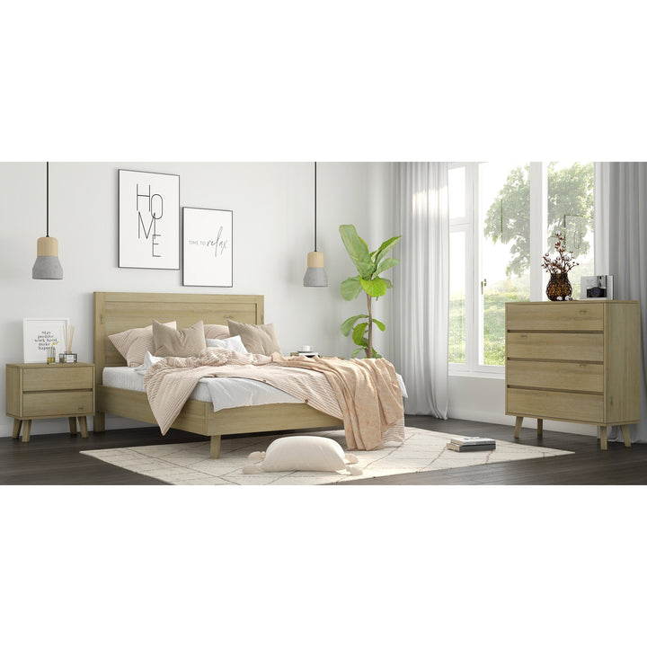 2 Drawer Bedside Nightstand Storage Cabinet Shelf Side End Table - Brushed Smoke