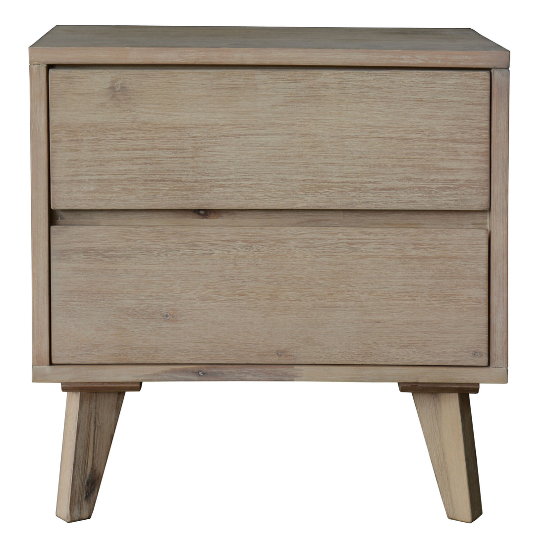 2 Drawer Bedside Nightstand Storage Cabinet Shelf Side End Table - Brushed Smoke