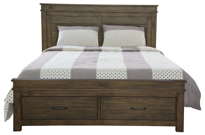 4pc King Bed Suite Bedside Tallboy Bedroom Furniture Package - Rustic Grey