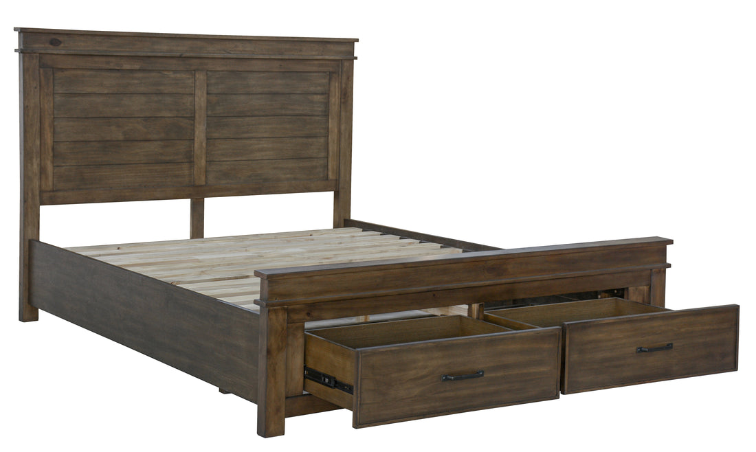 4pc Queen Bed Suite Bedside Tallboy Bedroom Furniture Package - Rustic Grey