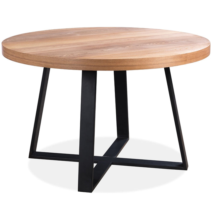 5pc 120cm Round Dining Table Set 4 Wishbone Chair Elm Timber Wood
