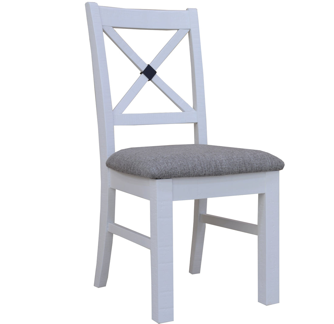 7pc Dining Set 200cm Table 6 Chair Pine Wood Hampton Furniture - Grey