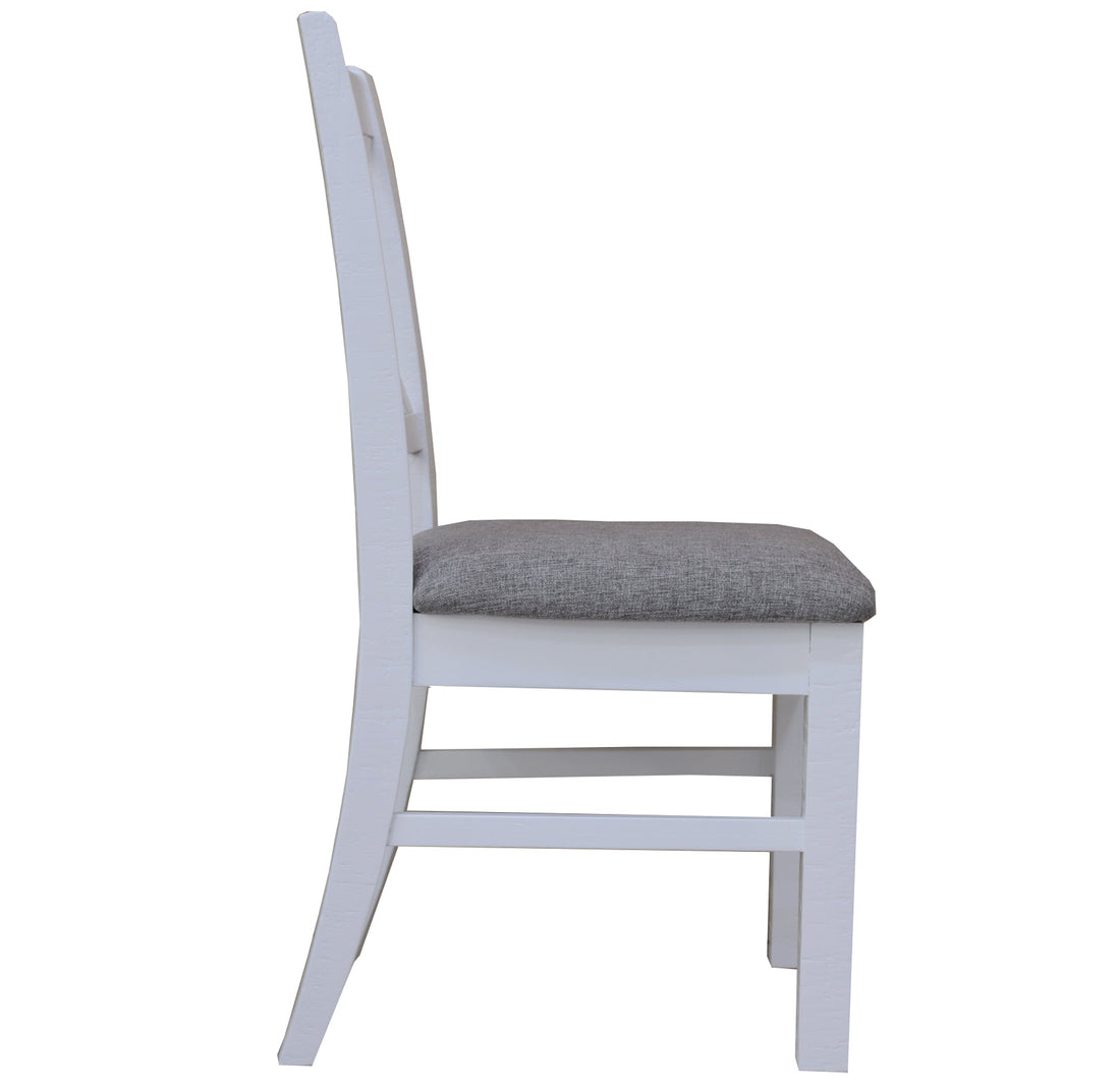 7pc Dining Set 200cm Table 6 Chair Pine Wood Hampton Furniture - Grey