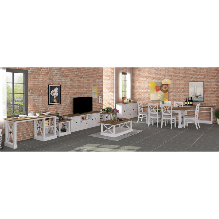 7pc Dining Set 200cm Table 6 Chair Pine Wood Hampton Furniture - Grey