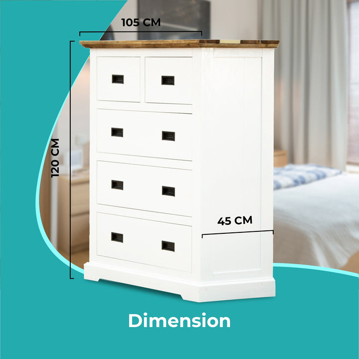 5 Chest of Drawers Solid Wood Storage Cabinet - Multi Color