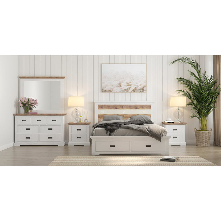 5pc King Bed Frame Suite Bedside Dresser Furniture Package - Multi Color