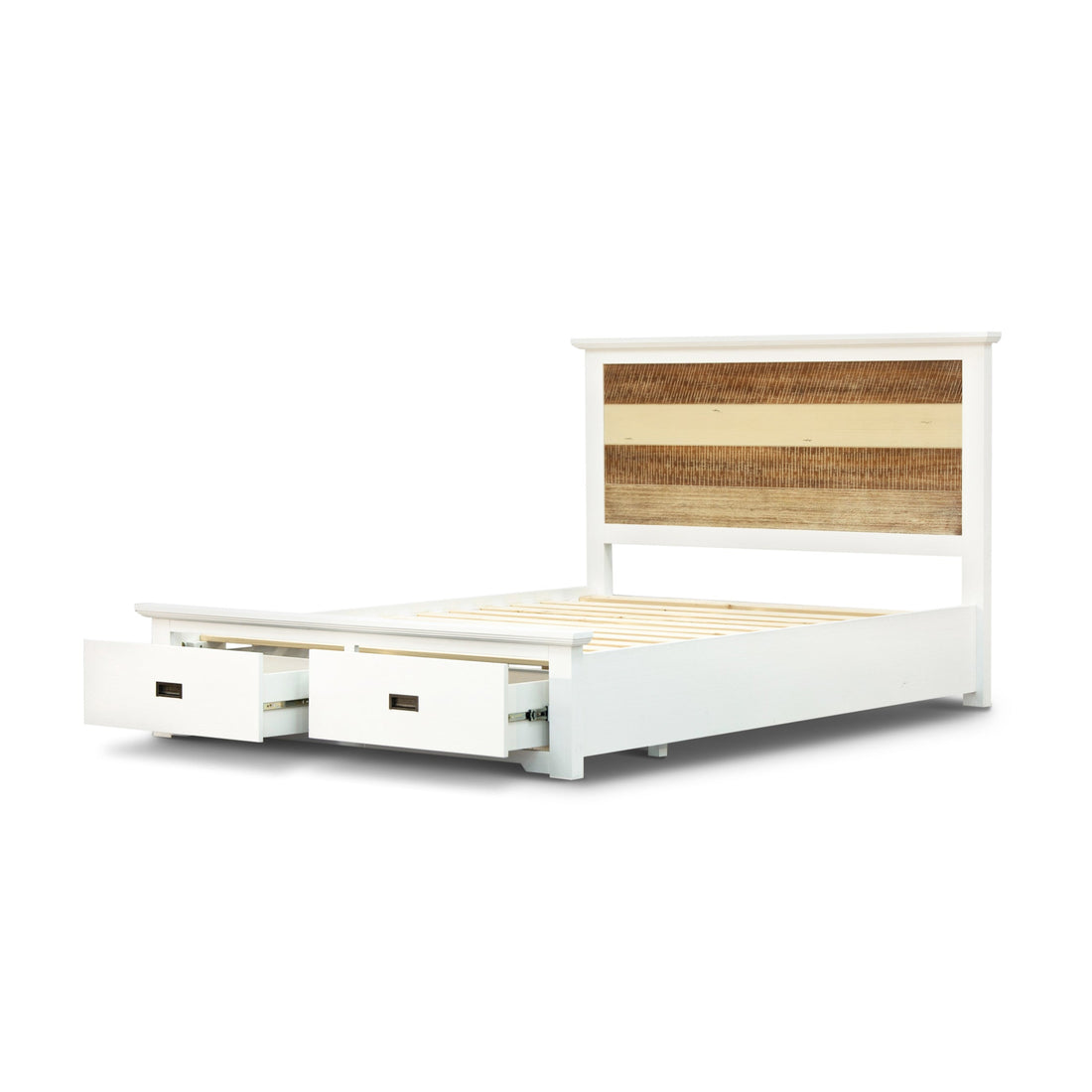 4pc King Bed Frame Suite Bedside Tallboy Furniture Package - Multi Color