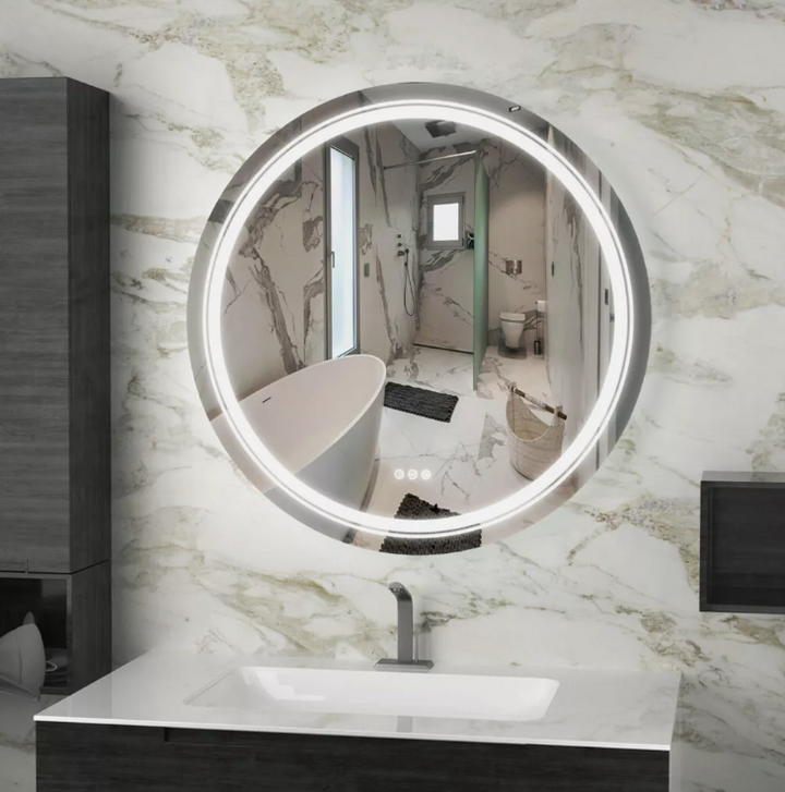 Interior Ave - LED Round Frameless Salon /  Bathroom Wall Mirror - 60cm