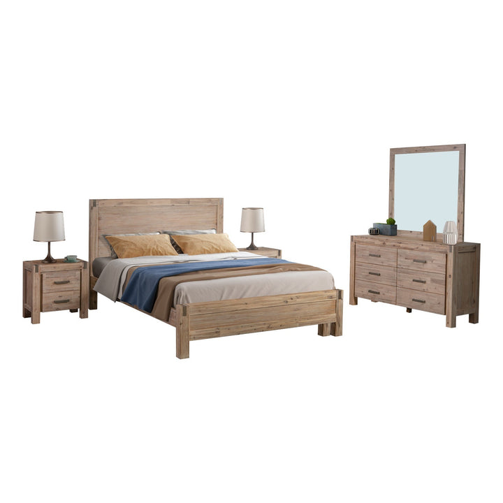 4 Pieces Queen Size Bedroom Suite in Solid Wood