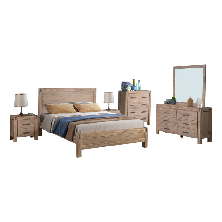 5 Pieces Queen Size Bedroom Suite in Solid Wood