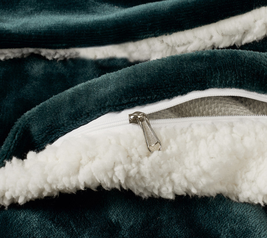 2-in-1 Teddy Sherpa Quilt Cover Set (King Size - Emerald Green)