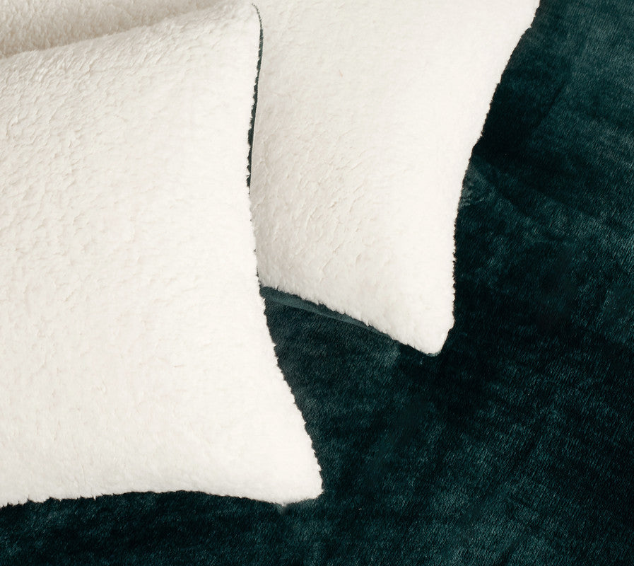 2-in-1 Teddy Sherpa Quilt Cover Set (King Size - Emerald Green)