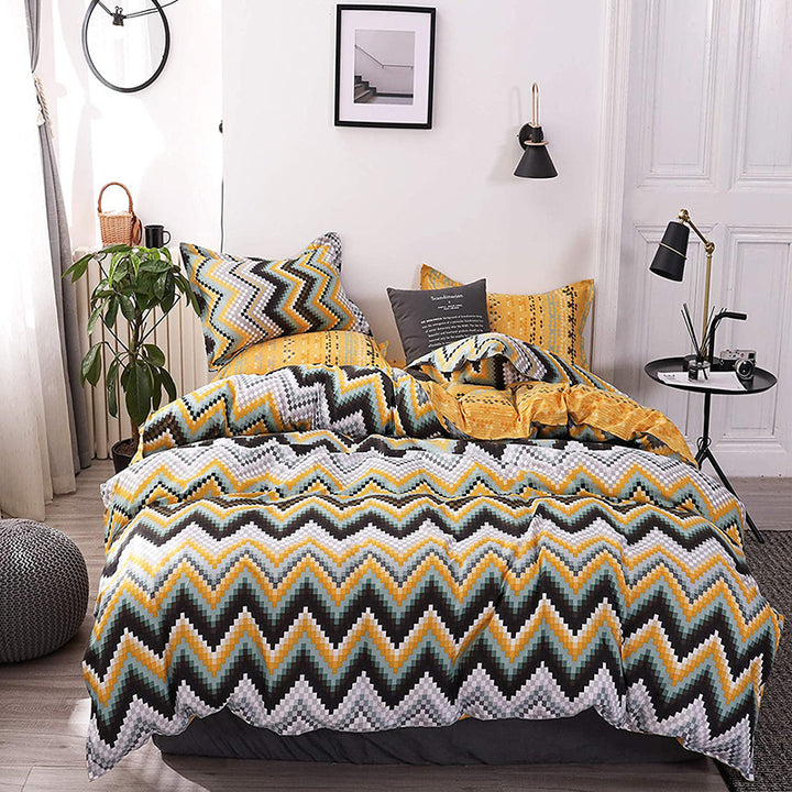 Yellow King Duvet Cover - 3 Piece Bedding Set (with Corner Ties